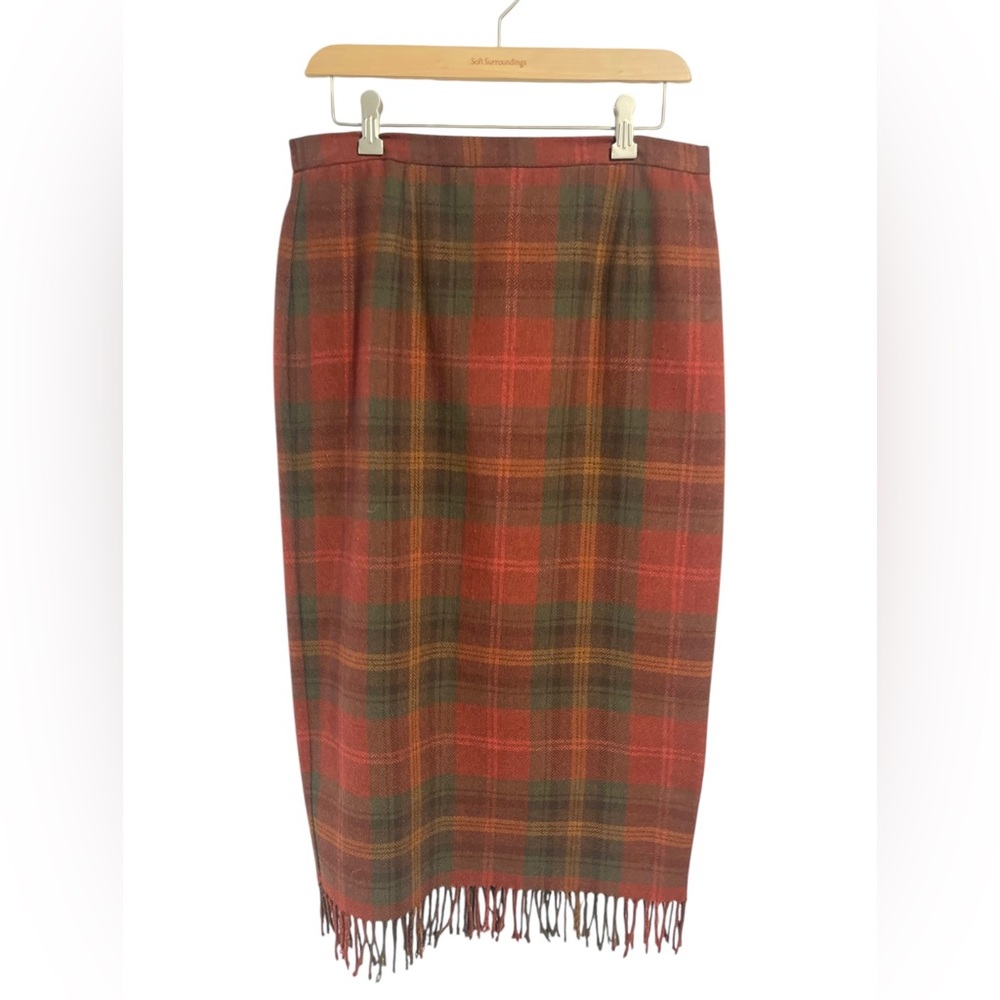 VTG Requirements Size 12P Skirt Wool Blend Fringe Plaid Academia Fall - Picture 10 of 10
